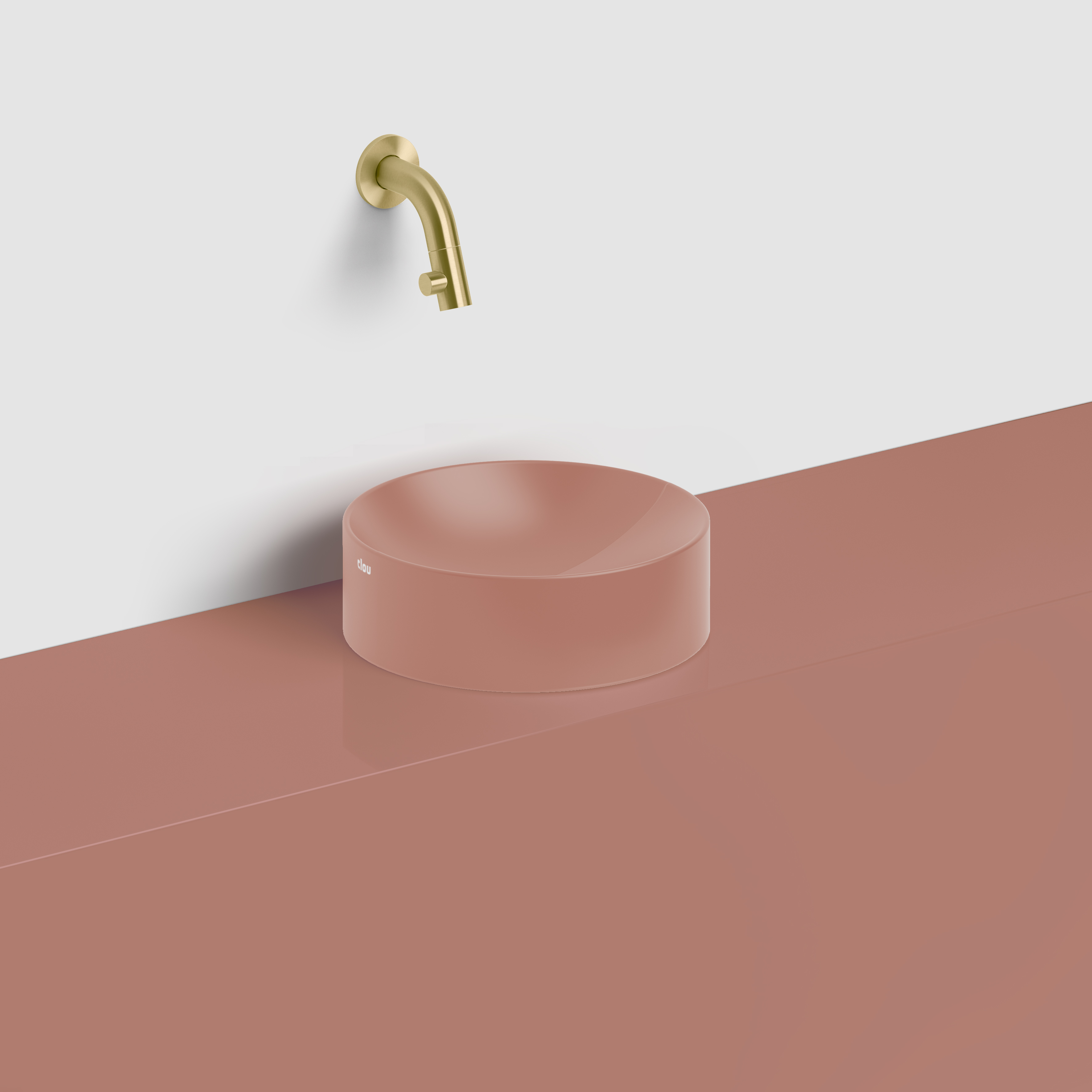 Clou Vale fontein, ø22 cm, zonder kranenbank, mat roze keramiek